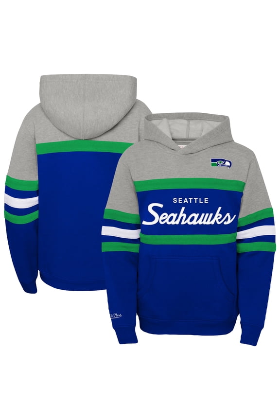 Youth Mitchell & Ness  Royal Seattle Seahawks Throwback Head Coach Pullover Hoodie