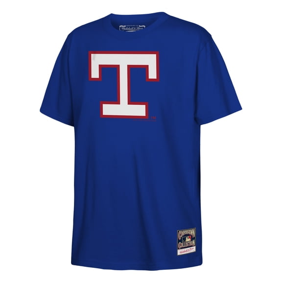 Youth Mitchell & Ness  Royal Texas Rangers Retro Logo T-Shirt