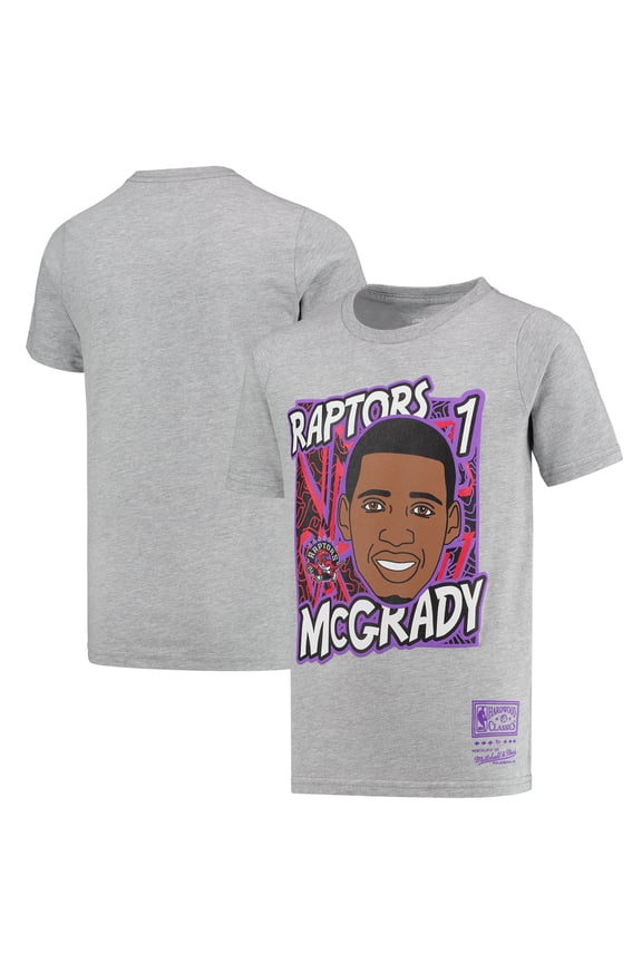 Youth Mitchell & Ness Tracy McGrady Gray Toronto Raptors Hardwood Classics King of the Court Player T-Shirt