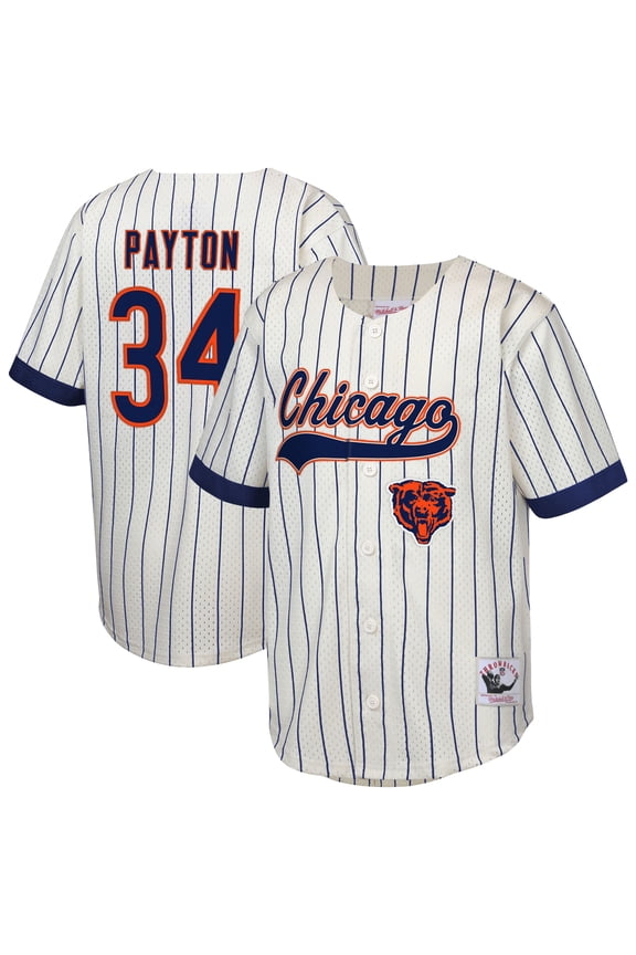 Youth Mitchell & Ness Walter Payton Cream Chicago Bears Retired Player Name & Number Baseball Jersey