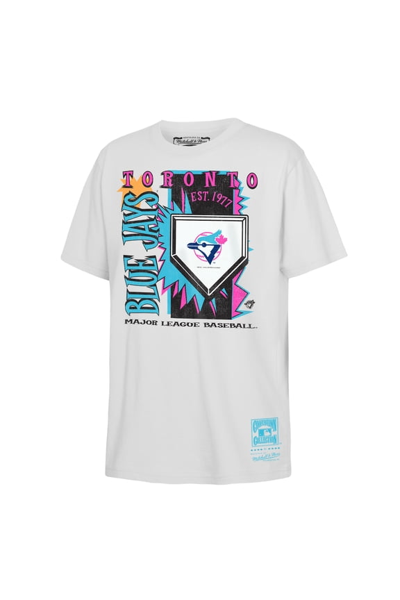 Youth Mitchell & Ness White Toronto Blue Jays Cooperstown Neon Field Shock T-Shirt