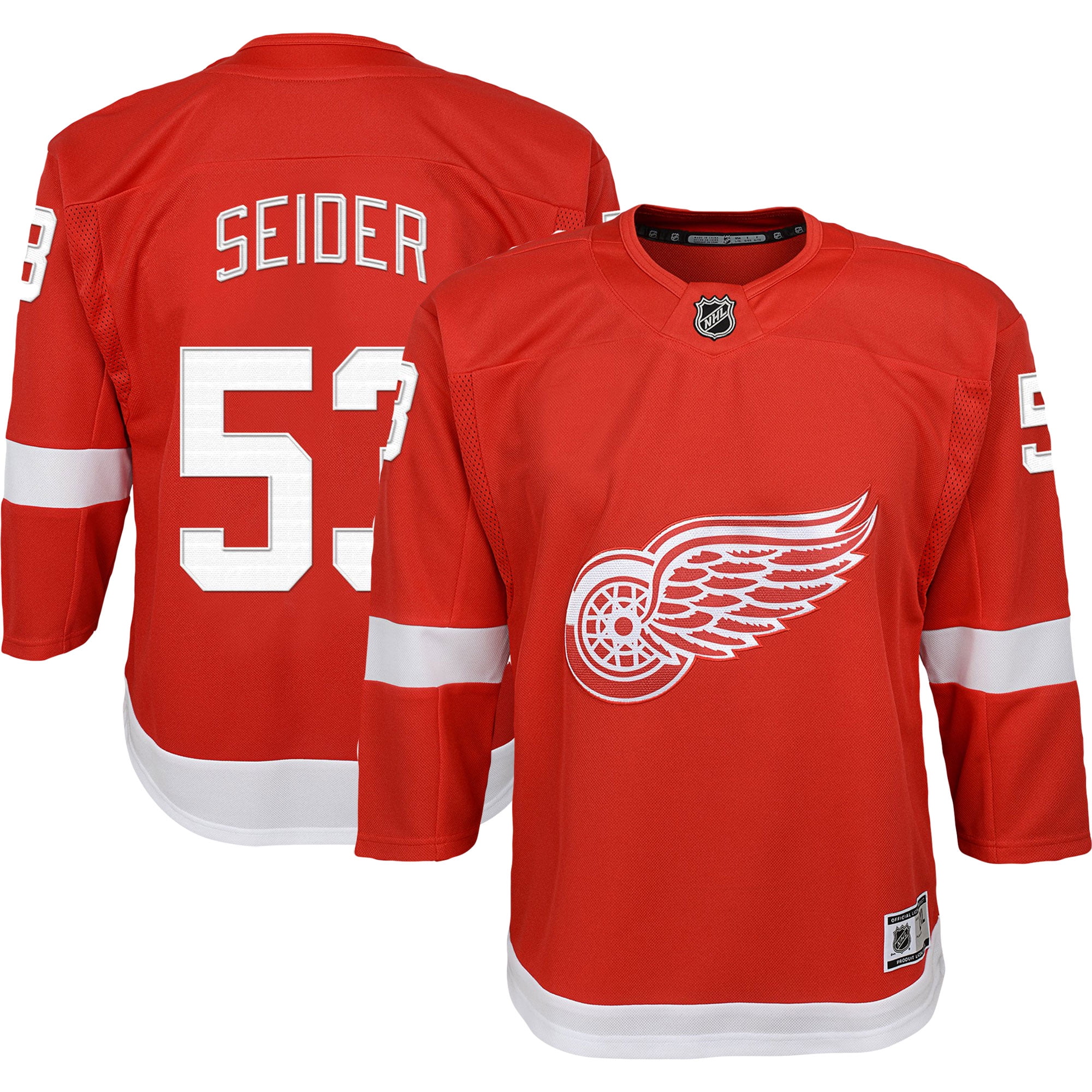 Youth Moritz Seider Red Detroit Red Wings 2022/23 Premier Player Jersey