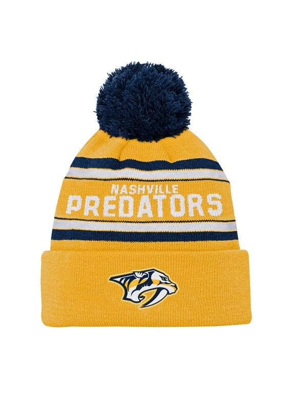 Youth Nashville Predators Gold Jacquard Cuffed Knit Hat with Pom