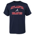 thumbnail image 1 of Youth Navy Atlanta Braves Heart & Soul T-Shirt, 1 of 1