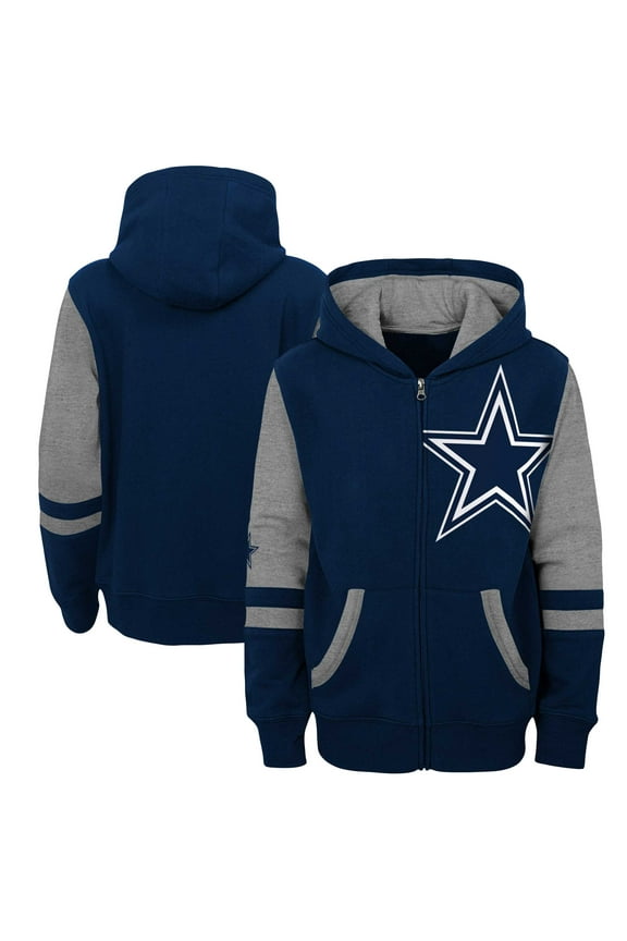 Youth Navy Dallas Cowboys Colorblock Full-Zip Hoodie