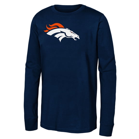 Youth Navy Denver Broncos Primary Logo Long Sleeve T-Shirt