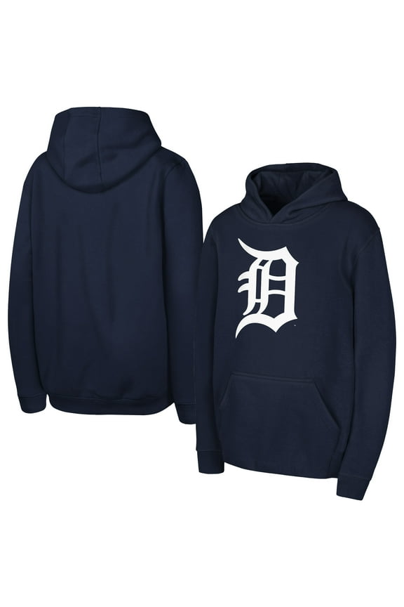Youth Navy Detroit Tigers Team Primary Logo Pullover Hoodie