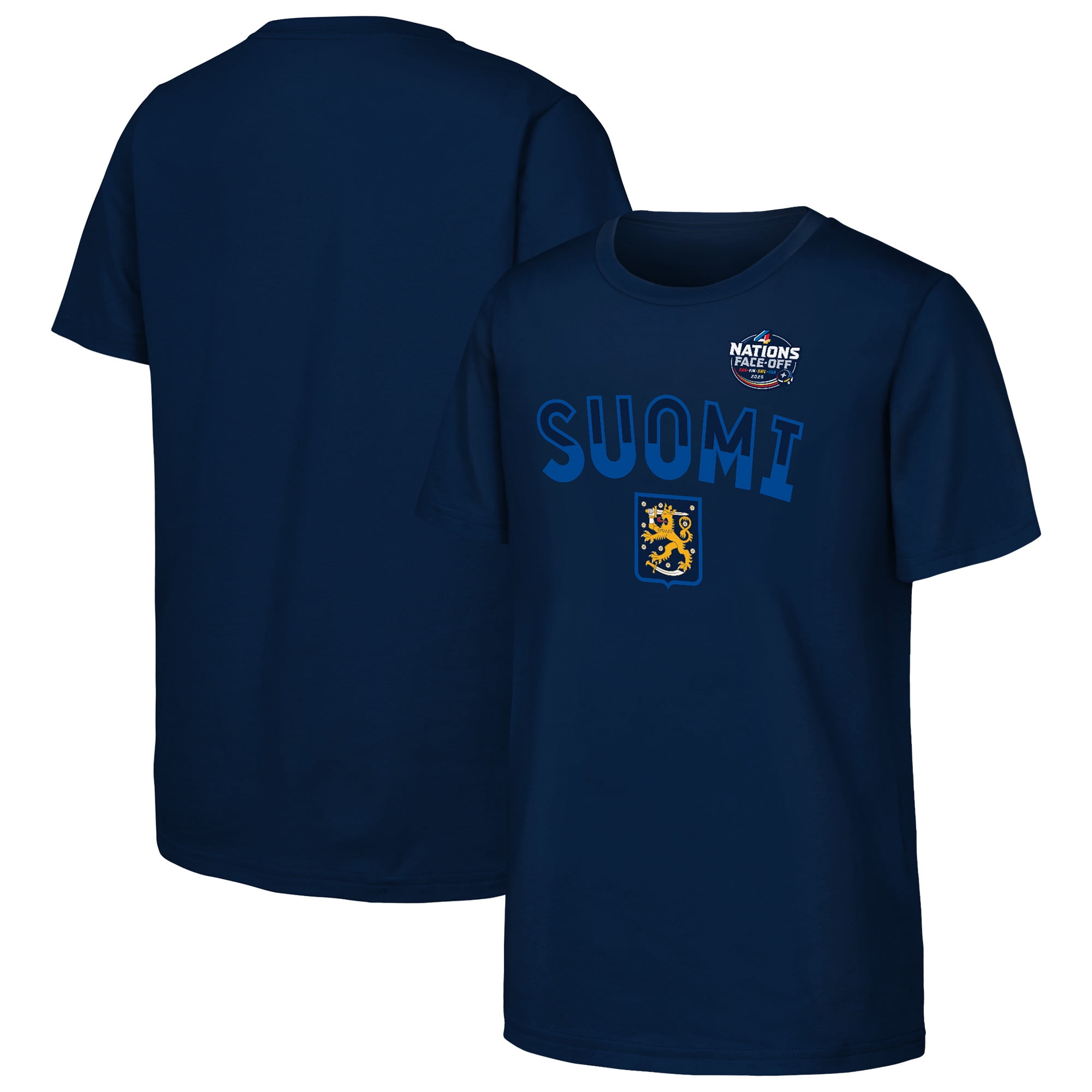 Youth Navy Finland 2025 4 Nations FaceOff Primary Logo TShirt