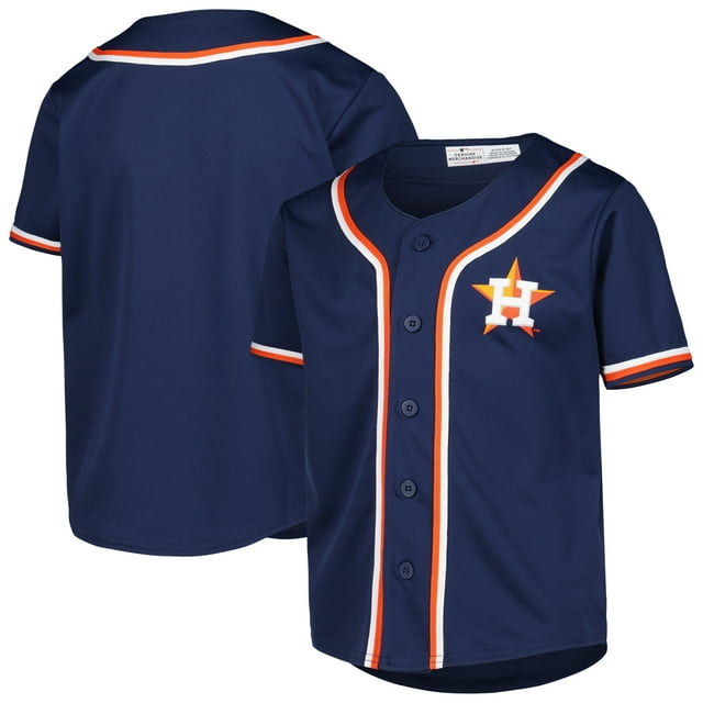 Youth Navy Houston Astros FullButton Replica Jersey