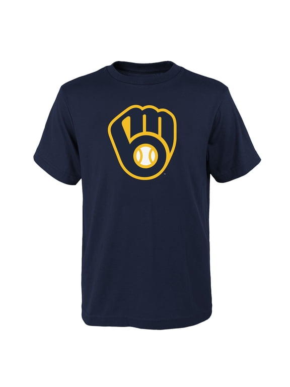 Youth Navy Milwaukee Brewers Logo Primary Team T-Shirt