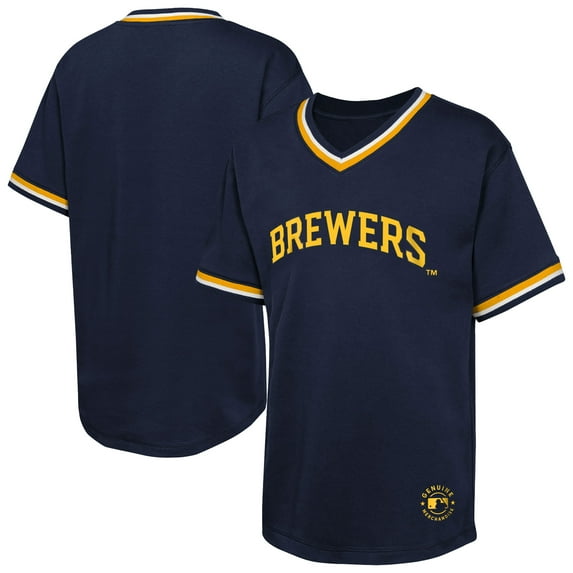 Youth Navy Milwaukee Brewers Relief Pitcher V-Neck T-Shirt