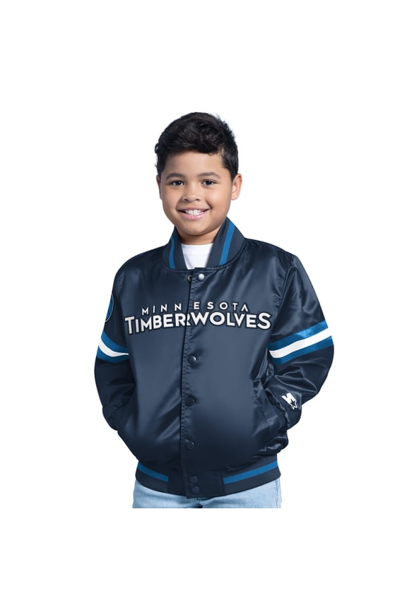 Youth Navy Minnesota Timberwolves Scrimmage Full-Snap Varsity Jacket