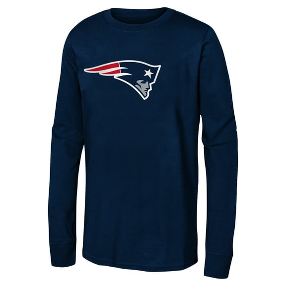 Youth Navy New England Patriots Primary Logo Long Sleeve T-Shirt