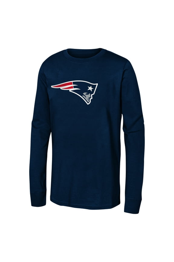 Youth Navy New England Patriots Primary Logo Long Sleeve T-Shirt