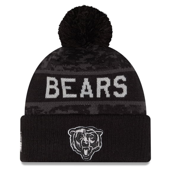 Youth New Era Black Chicago Bears 2026 Salute To Service Cuffed Knit Hat with Pom