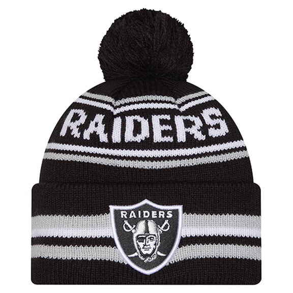 Youth New Era  Black Las Vegas Raiders Classic Cuffed Knit Hat with Pom