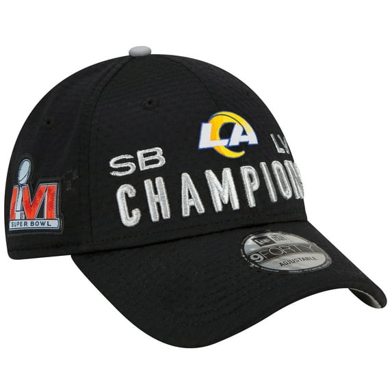 Youth New Era Black Los Angeles Rams Super Bowl LVI Champions Locker Room Trophy Collection 9FORTY Snapback Adjustable