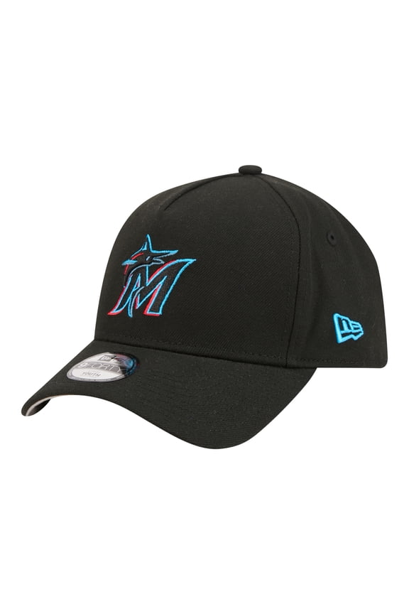 Youth New Era Black Miami Marlins 9FORTY A-Frame Adjustable Hat
