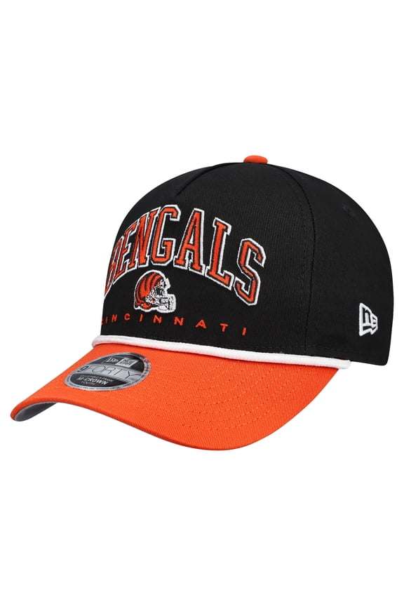 Youth New Era  Black/Orange Cincinnati Bengals  Arch COOLERA 9FORTY A-Frame Adjustable Hat