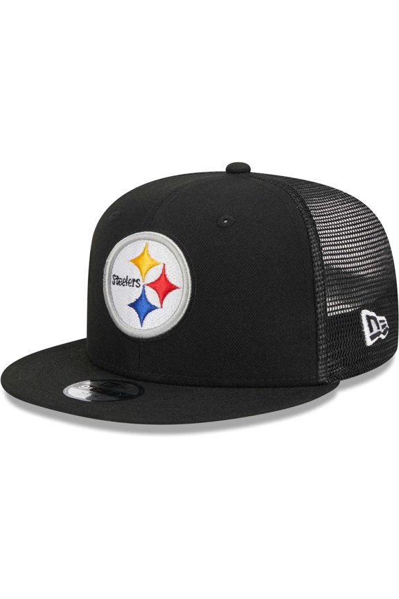Youth New Era Black Pittsburgh Steelers Main Trucker 9FIFTY Snapback Hat