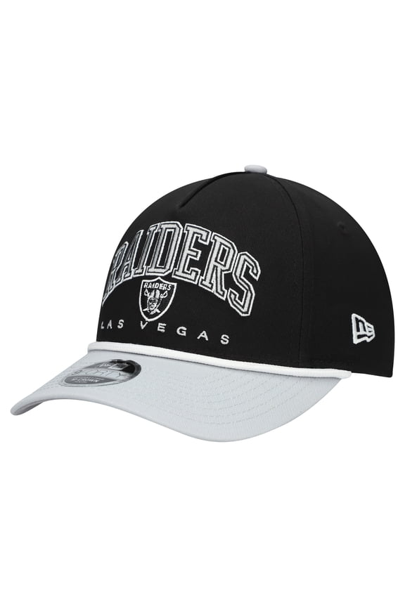 Youth New Era Black/Silver Las Vegas Raiders Arch COOLERA 9FORTY A-Frame Adjustable Hat