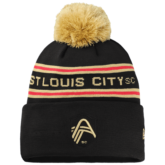 Youth New Era Black St. Louis CITY SC Jersey Hook Cuffed Knit Hat with Pom
