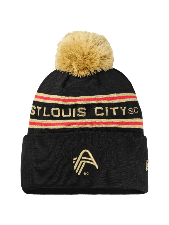 Youth New Era Black St. Louis CITY SC Jersey Hook Cuffed Knit Hat with Pom
