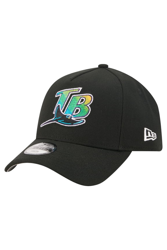 Youth New Era Black Tampa Bay Rays Cooperstown Logo 9FORTY A-Frame Adjustable Hat