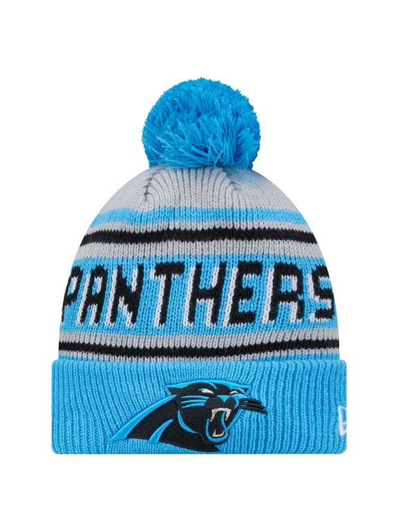 Youth New Era Blue Carolina Panthers Main Cuffed Knit Hat with Pom