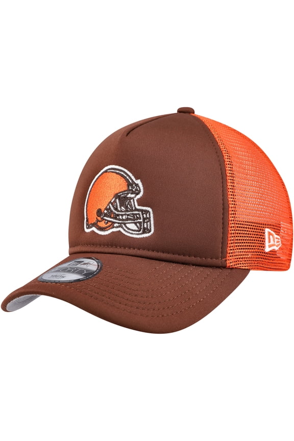 Youth New Era Brown Cleveland Browns A-Frame 9FORTY Trucker Adjustable Hat