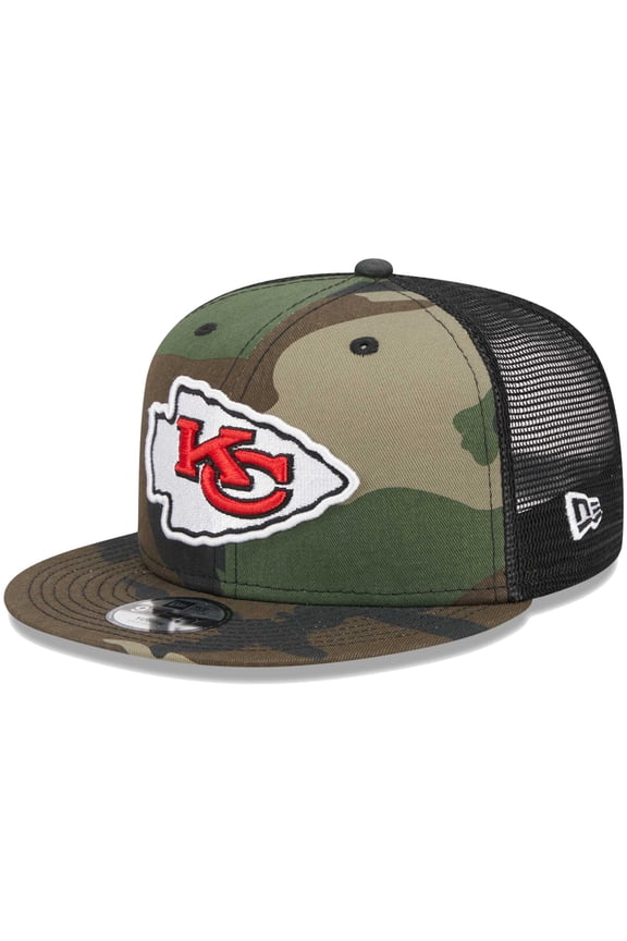 Youth New Era Camo Kansas City Chiefs Main Trucker 9FIFTY Snapback Hat