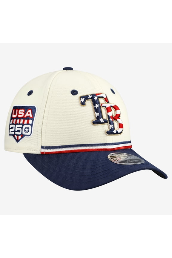 Youth New Era Cream/Navy Tampa Bay Rays USA 250 9FORTY M-Crown Adjustable Hat