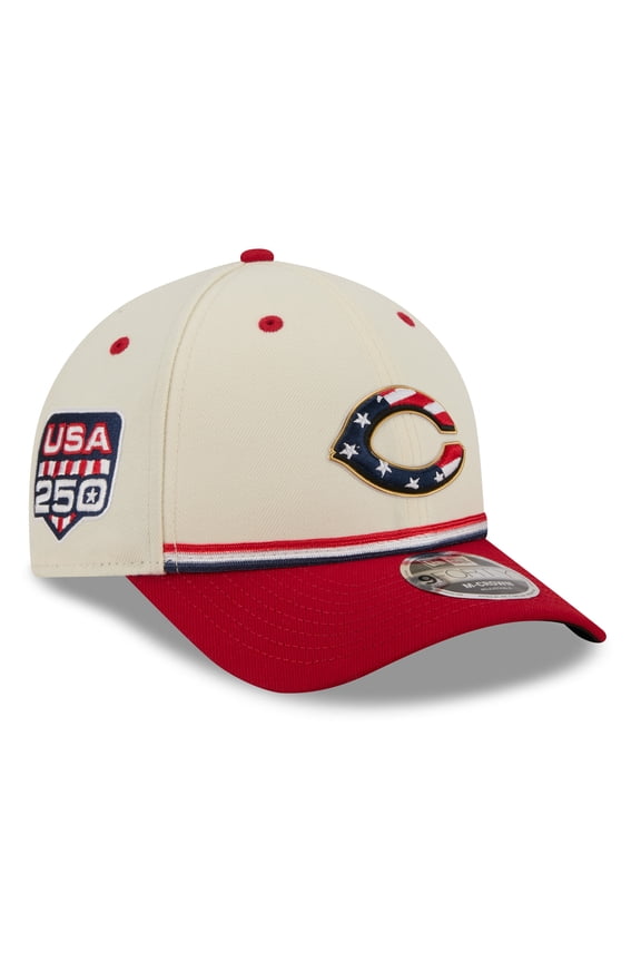 Youth New Era Cream/Red Cincinnati Reds USA 250 9FORTY M-Crown Adjustable Hat