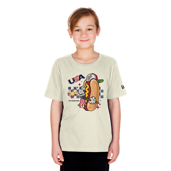 Youth New Era Cream USA Baseball World Baseball Classic Food T-Shirt