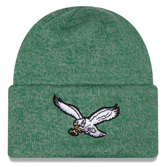 Youth New Era Kelly Green Philadelphia Eagles Throwback Marled Cuffed Knit Hat