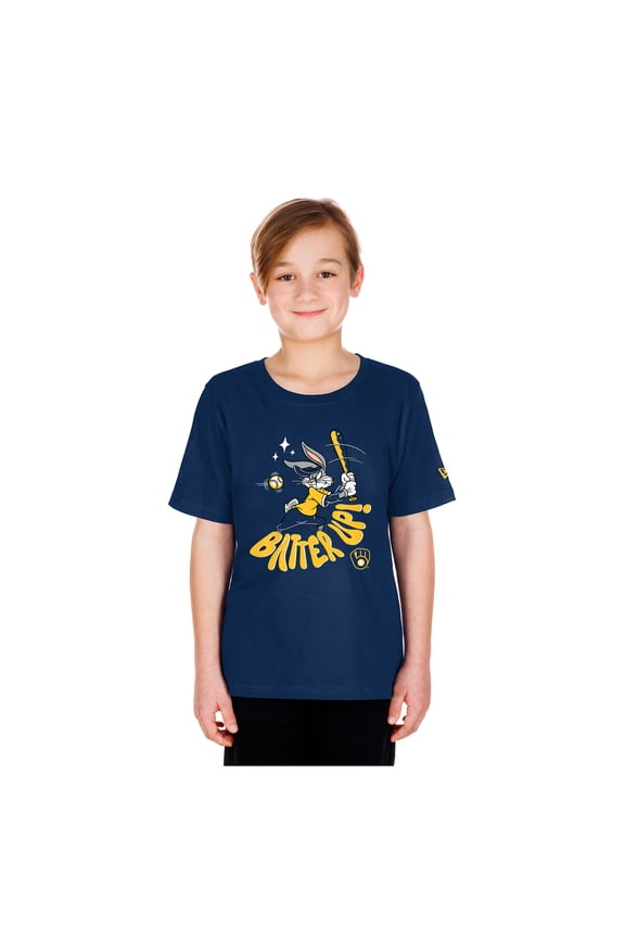 Youth New Era  Navy Milwaukee Brewers Looney Tunes T-Shirt