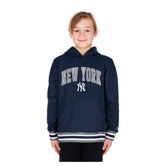 Youth New Era Navy New York Yankees Knit Trim Pullover Hoodie