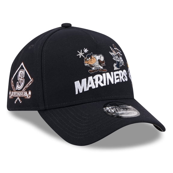 Youth New Era Navy Seattle Mariners Looney Tunes A-Frame 9FORTY Adjustable Hat