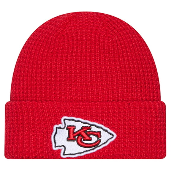 Youth New Era Red Kansas City Chiefs Waffle Cuffed Knit Hat