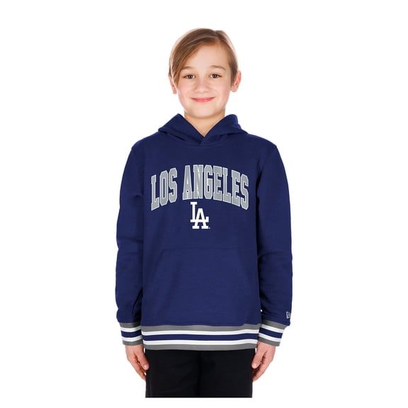 Youth New Era Royal Los Angeles Dodgers Knit Trim Pullover Hoodie