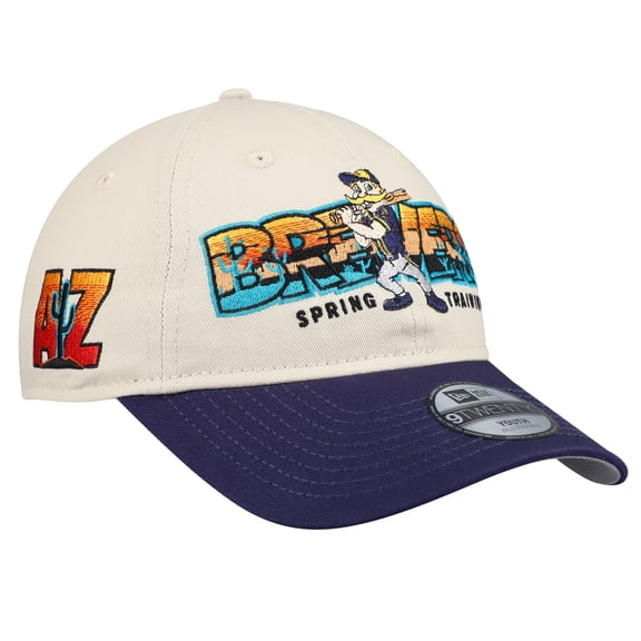 Youth New Era Stone/Navy Milwaukee Brewers 2026 Spring Training Fan Pack Batter 9TWENTY Adjustable Hat