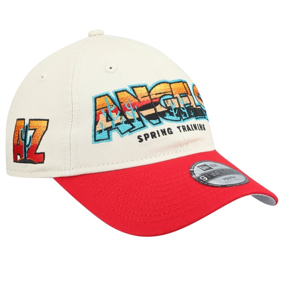 Youth New Era Stone/Red Los Angeles Angels 2026 Spring Training Fan Pack Batter 9TWENTY Adjustable Hat