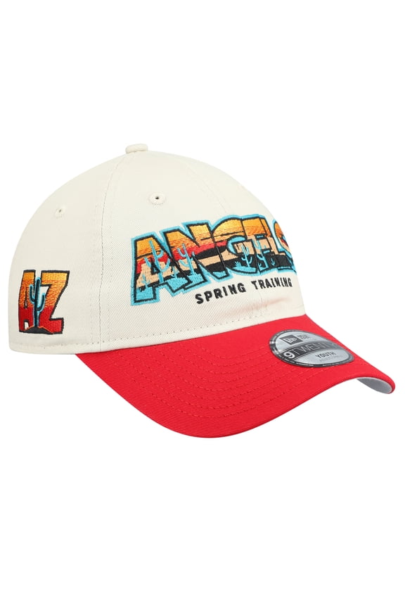Youth New Era Stone/Red Los Angeles Angels 2026 Spring Training Fan Pack Batter 9TWENTY Adjustable Hat