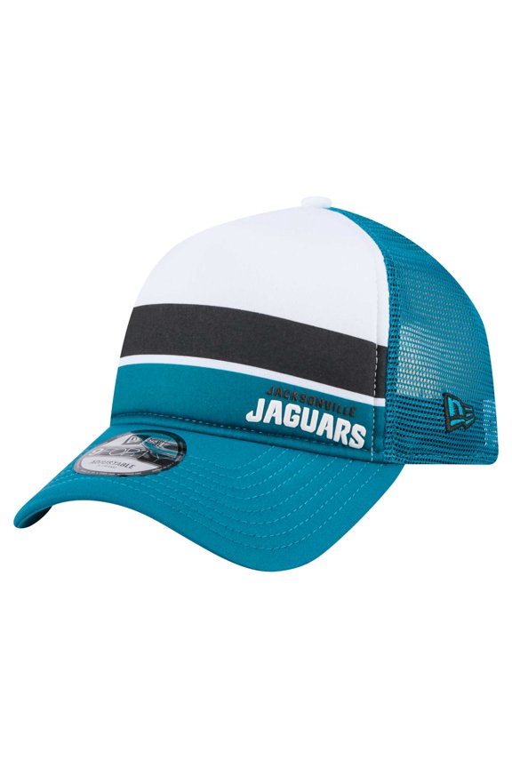 Youth New Era Teal Jacksonville Jaguars Sport Night Color Block 9FORTY A-Frame Trucker Adjustable Hat