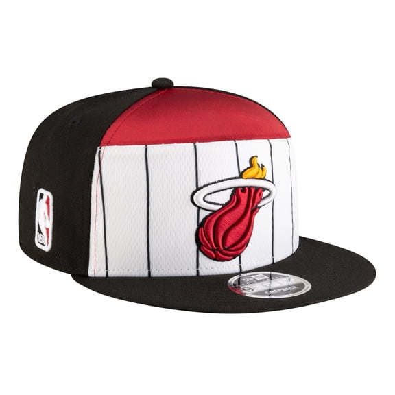 Youth New Era White/Black Miami Heat 2025 NBA Tip Off Split Panel 9FIFTY Snapback Hat