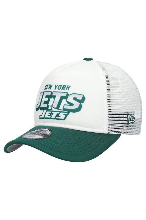 Youth New Era White/Green New York Jets Streak 9FORTY A-Frame Adjustable Hat