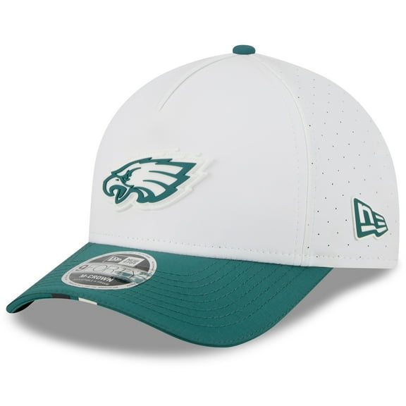 Youth New Era White/Midnight Green Philadelphia Eagles 2025 NFL Training Camp A-Frame 9FORTY Adjustable Hat