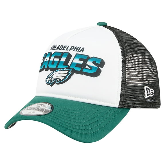 Youth New Era White/Green Philadelphia Eagles Streak 9FORTY A-Frame Adjustable Hat
