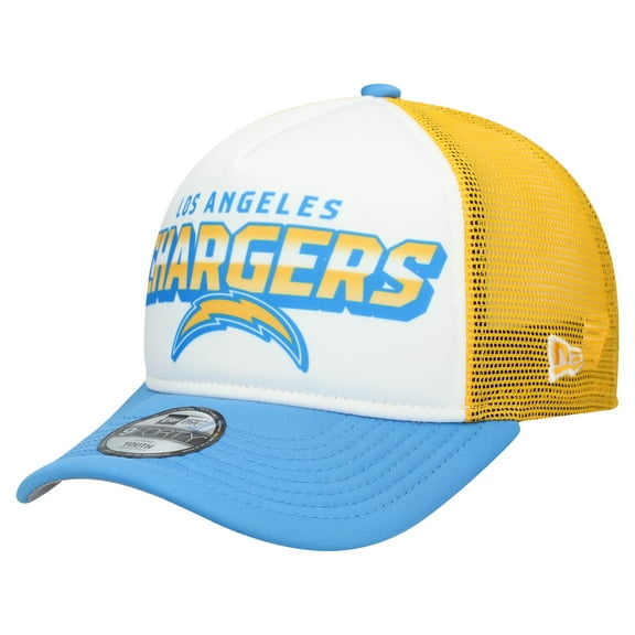 Youth New Era  White/Powder Blue Los Angeles Chargers Streak 9FORTY A-Frame Adjustable Hat