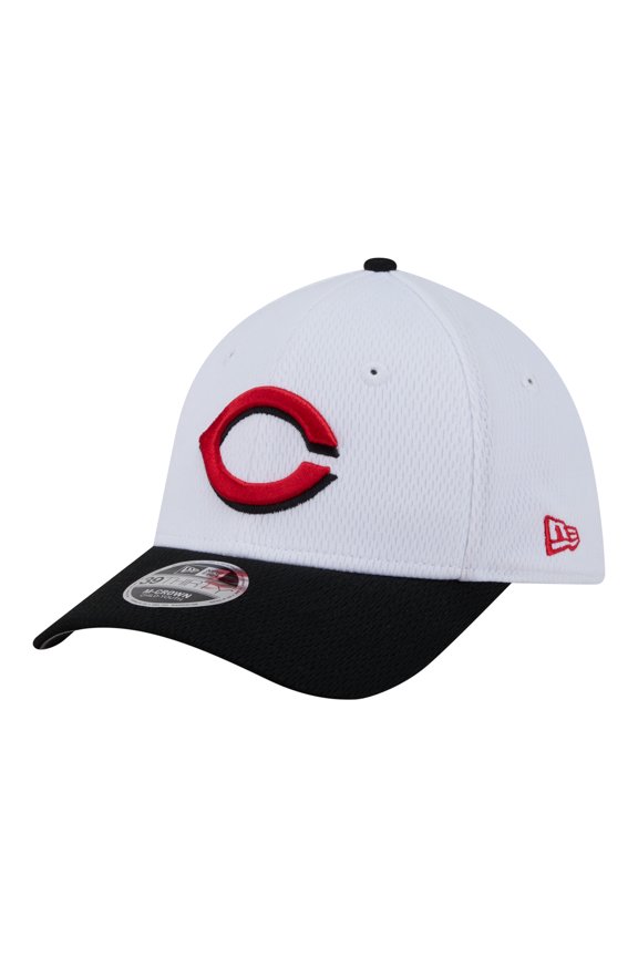 Youth New Era White/Red Cincinnati Reds Baseball 39THIRTY M-Crown Flex Hat